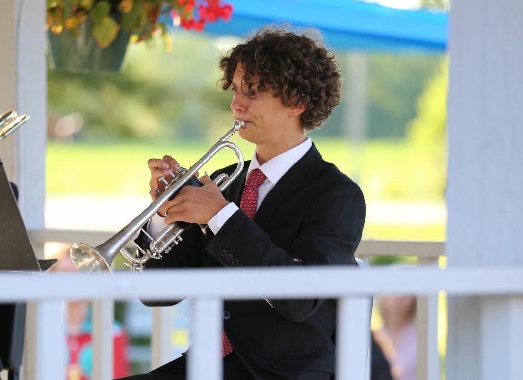 Davide Andrizzi performing on trumpet
